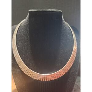 Vintage Italian Sterling Silver Collar Choker Necklace 925 Italy Geometric Tile